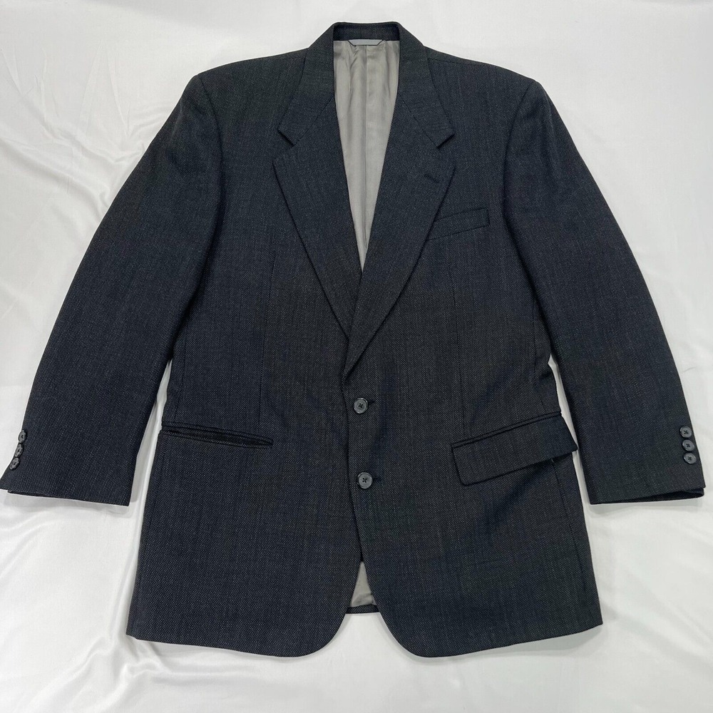 Gianni 100% Wool Blazer Suit Jacket Mens 44 Black 2-Button Sport Coat